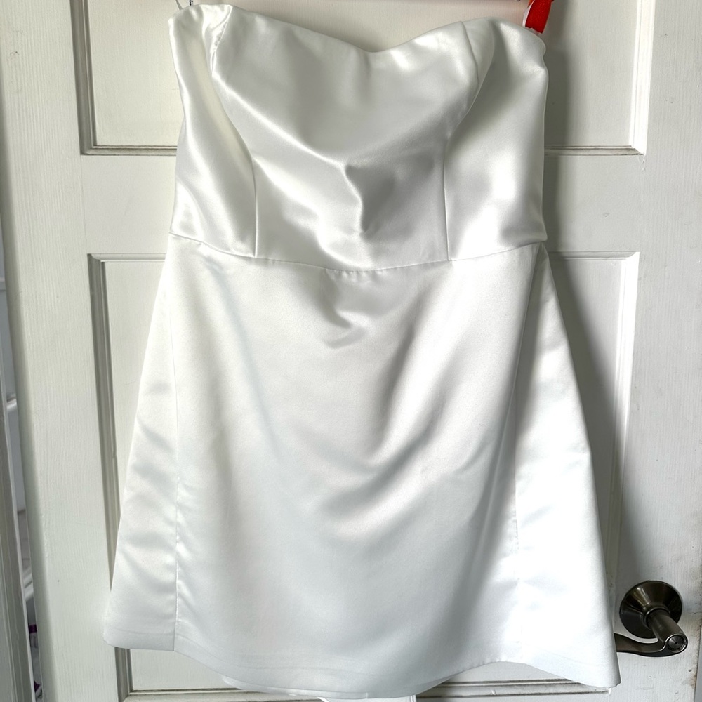 Lulus Satin Strapless Dress with Bow